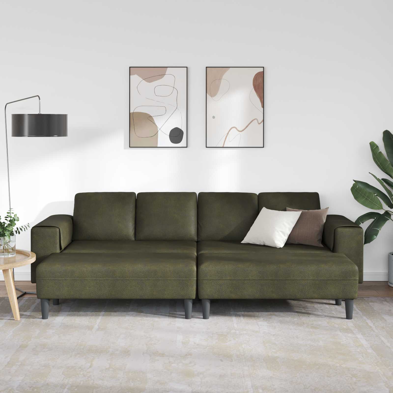 vidaXL Wohnzimmer Couch 3 pcs Olivegrün