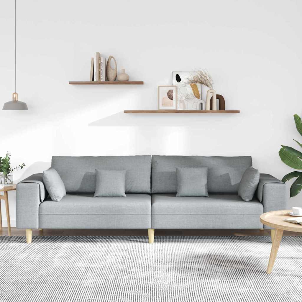 vidaXL Sofa mit Kissen Hellgrau 250 x 77 x 76 cm Stoff