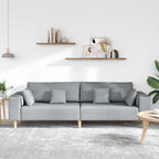 vidaXL Sofa mit Kissen Hellgrau 250 x 77 x 76 cm Stoff