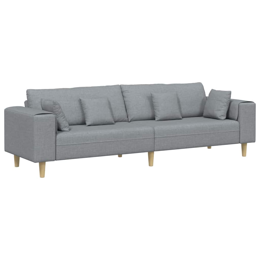 vidaXL Sofa mit Kissen Hellgrau 250 x 77 x 76 cm Stoff