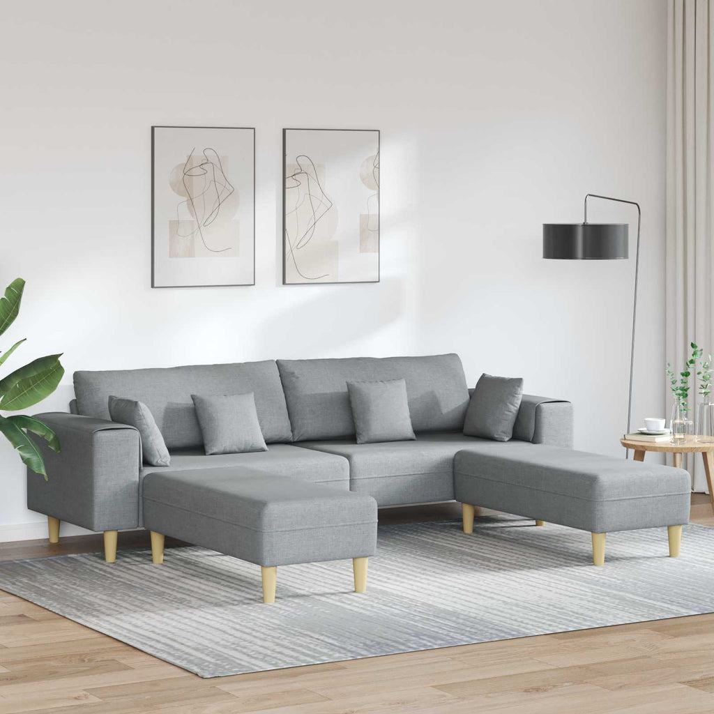 vidaXL Sofa mit Kissen 3 pcs Hellgrau Stoff