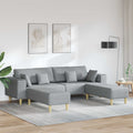 vidaXL Sofa mit Kissen 3 pcs Hellgrau Stoff