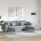 vidaXL Sofa mit Kissen 3 pcs Hellgrau Stoff