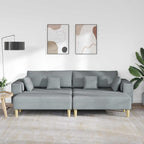 vidaXL Sofa mit Kissen 3 pcs Hellgrau Stoff