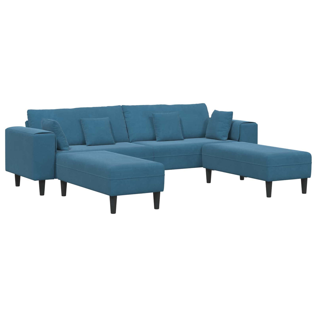 vidaXL Sofa 3 pcs Blau 250 x 188 x 76 cm Samt