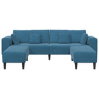 vidaXL Sofa 3 pcs Blau 250 x 188 x 76 cm Samt