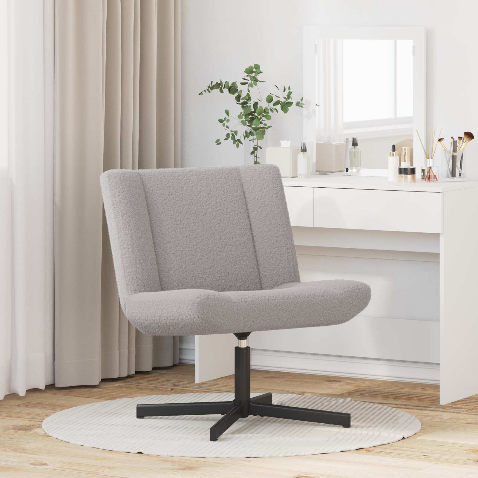 vidaXL Drehstuhl Hellgrau 63 x 75 x 76 cm Schafsleder