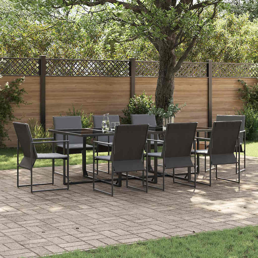 vidaXL Garten Essgruppe 9 pcs Schwarz Stahl