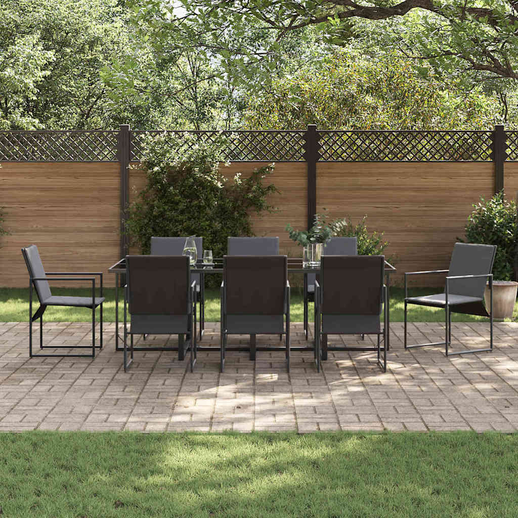 vidaXL Garten Essgruppe 9 pcs Schwarz Stahl