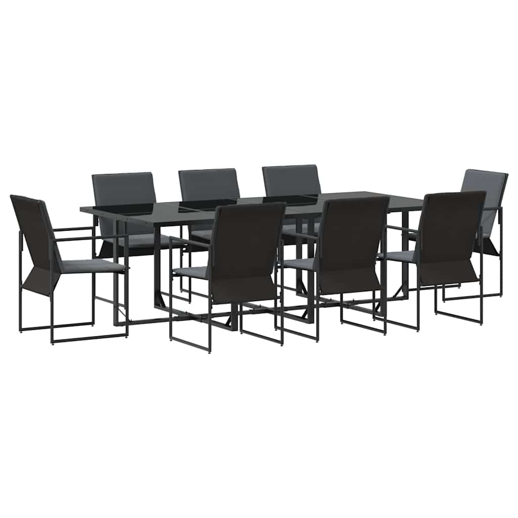 vidaXL Garten Essgruppe 9 pcs Schwarz Stahl