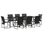 vidaXL Garten Essgruppe 9 pcs Schwarz Stahl