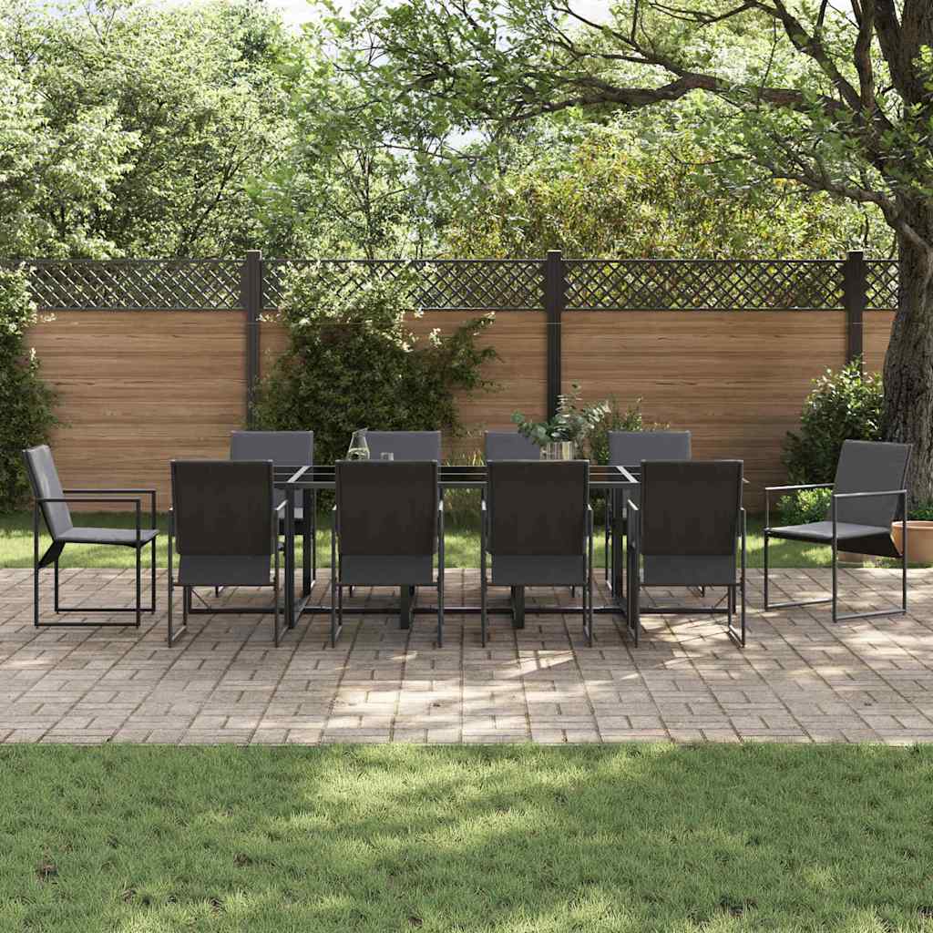 vidaXL Garten Essgruppe 11 pcs Schwarz Stahl
