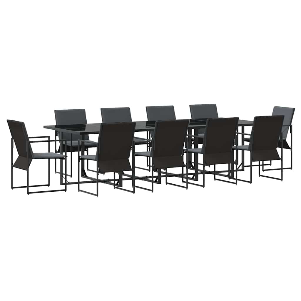vidaXL Garten Essgruppe 11 pcs Schwarz Stahl