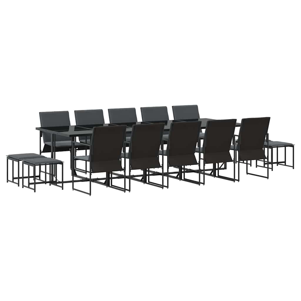vidaXL Garten Essgruppe 15 pcs Schwarz Stahl