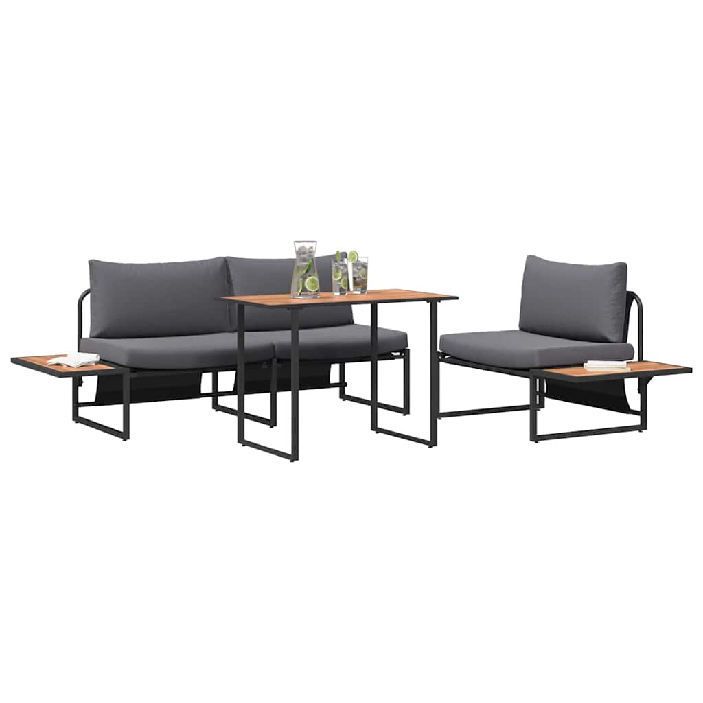 vidaXL Garten Essgruppe 3 pcs Anthrazit Stahl