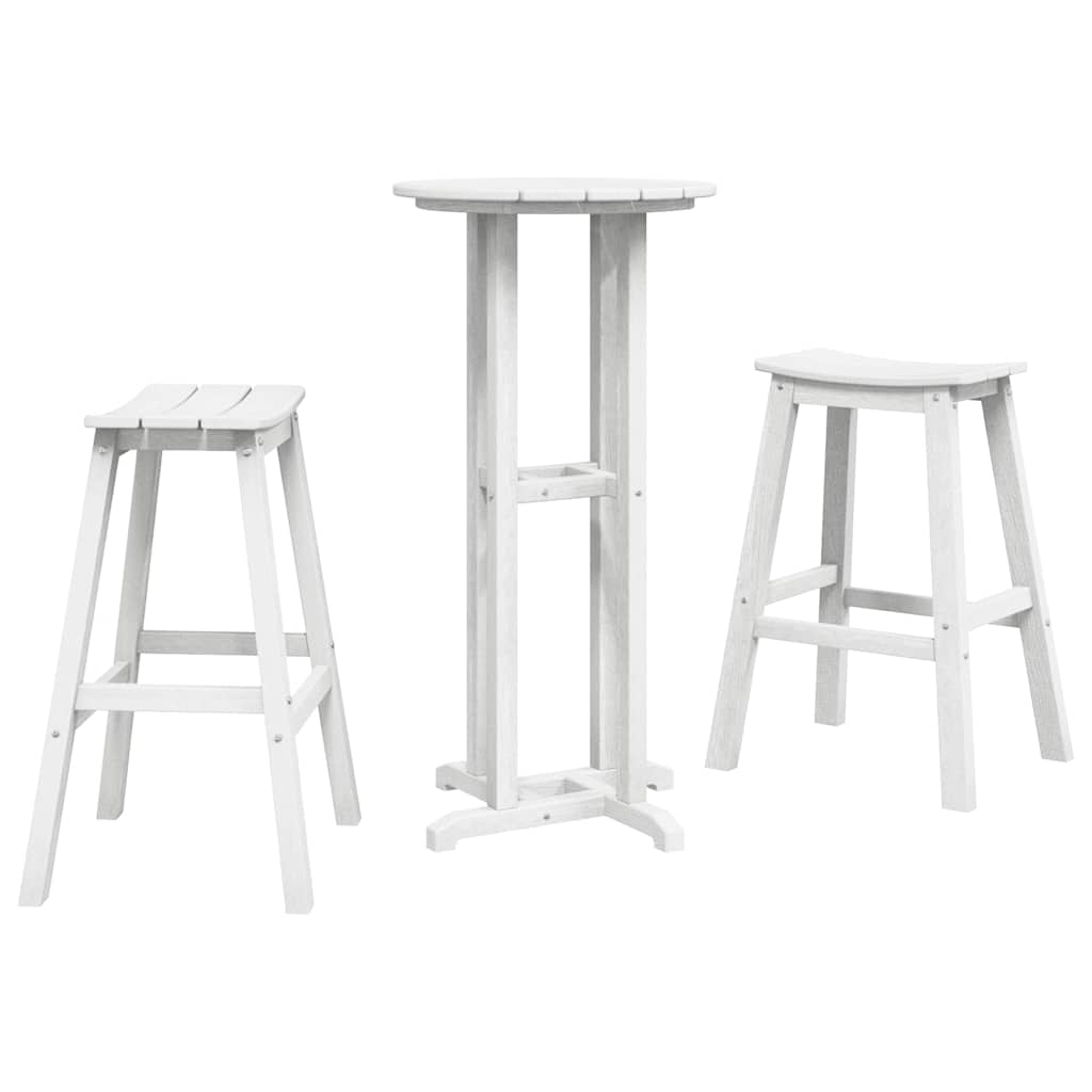 vidaXL Garten Bar Set 3 pcs Weiß HDPE