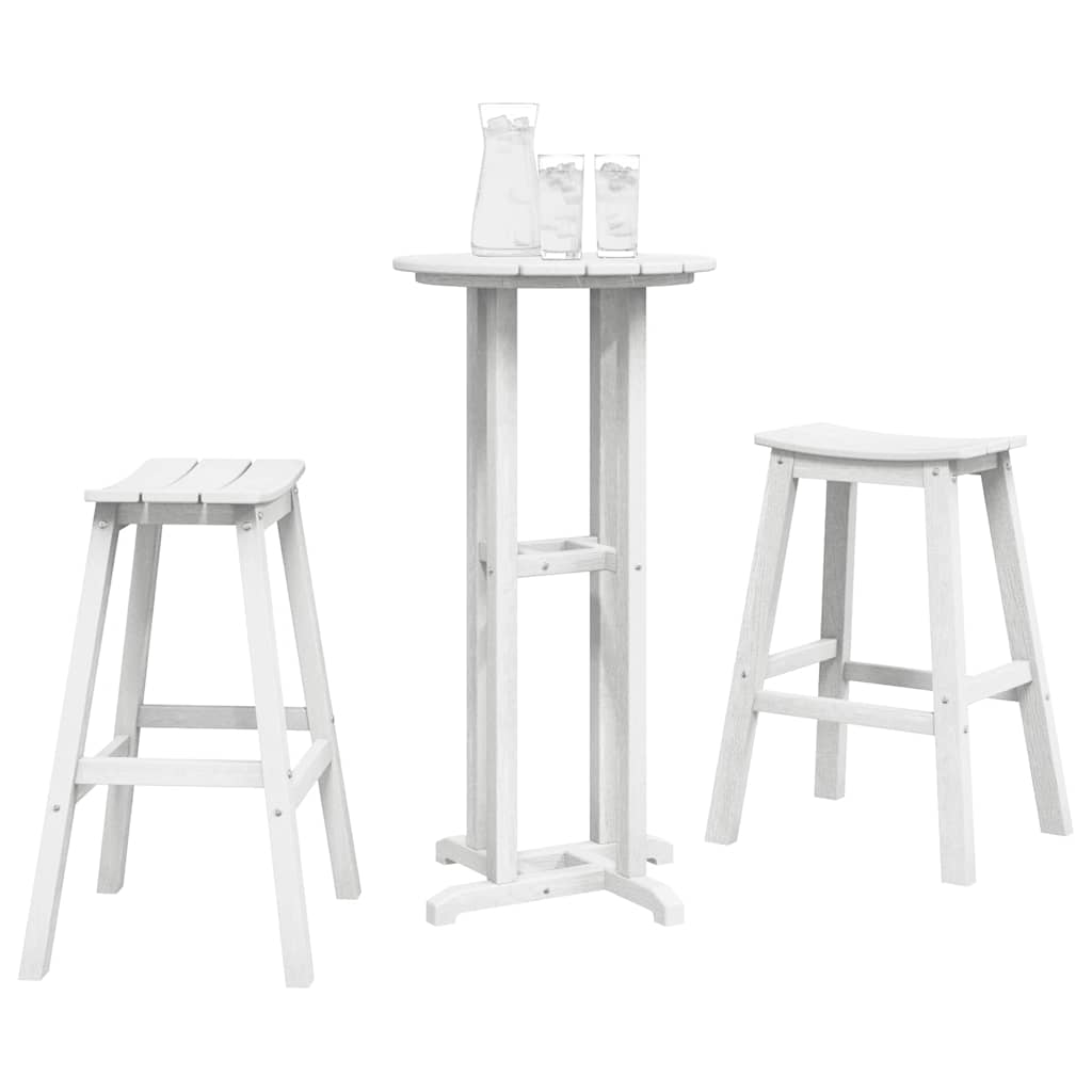 vidaXL Garten Bar Set 3 pcs Weiß HDPE