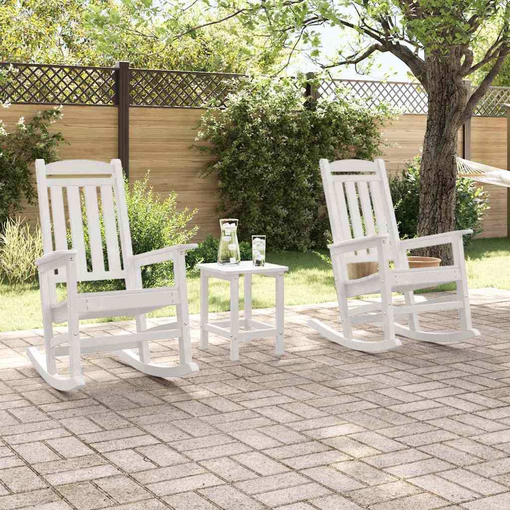 vidaXL Schaukelstuhl 3 pcs Weiß Polyethylen