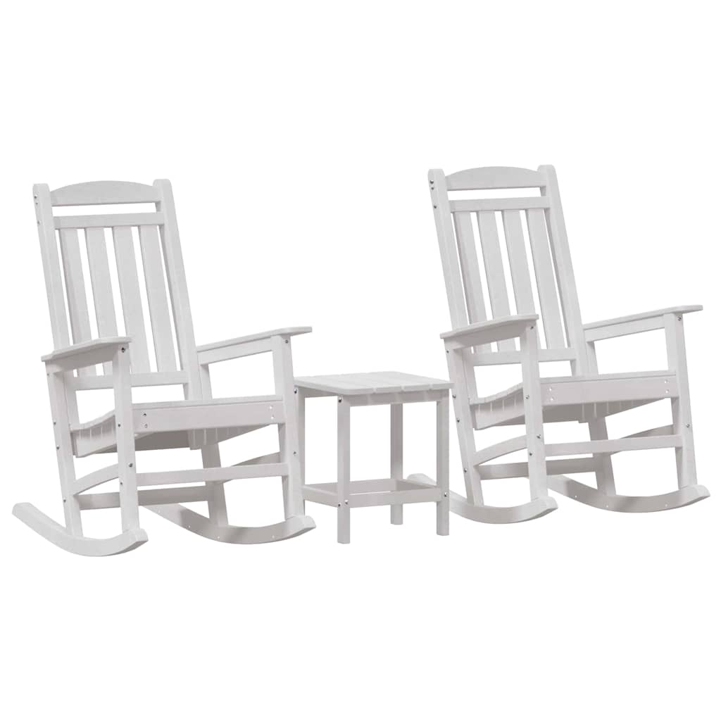 vidaXL Schaukelstuhl 3 pcs Weiß Polyethylen