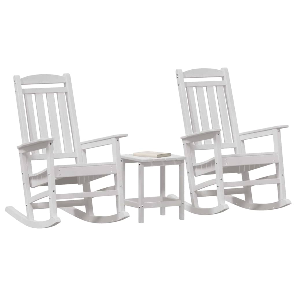 vidaXL Schaukelstuhl 3 pcs Weiß Polyethylen