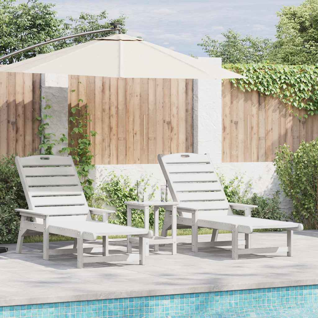 vidaXL Sonnenliege 2 pcs Weiß 195,5 x 53 x 98,5 cm Polyethylen