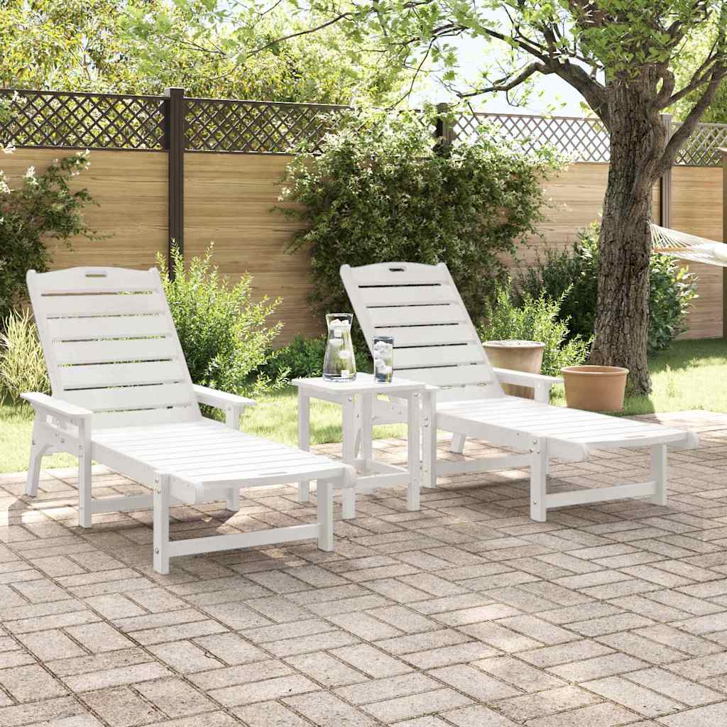vidaXL Sonnenliege 2 pcs Weiß 195,5 x 53 x 98,5 cm Polyethylen
