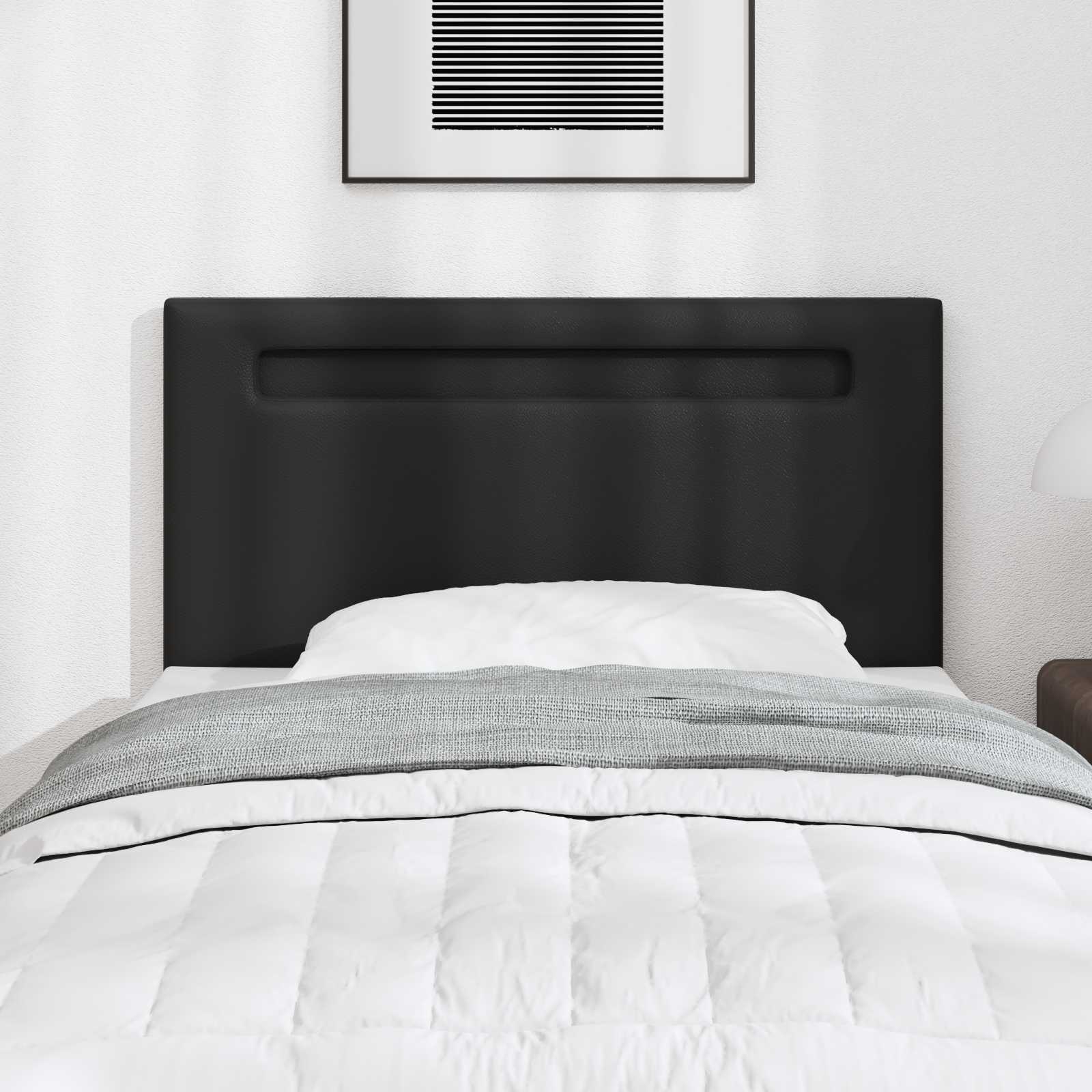 vidaXL LED Kopfteil Schwarz 90 cm Kunstleder