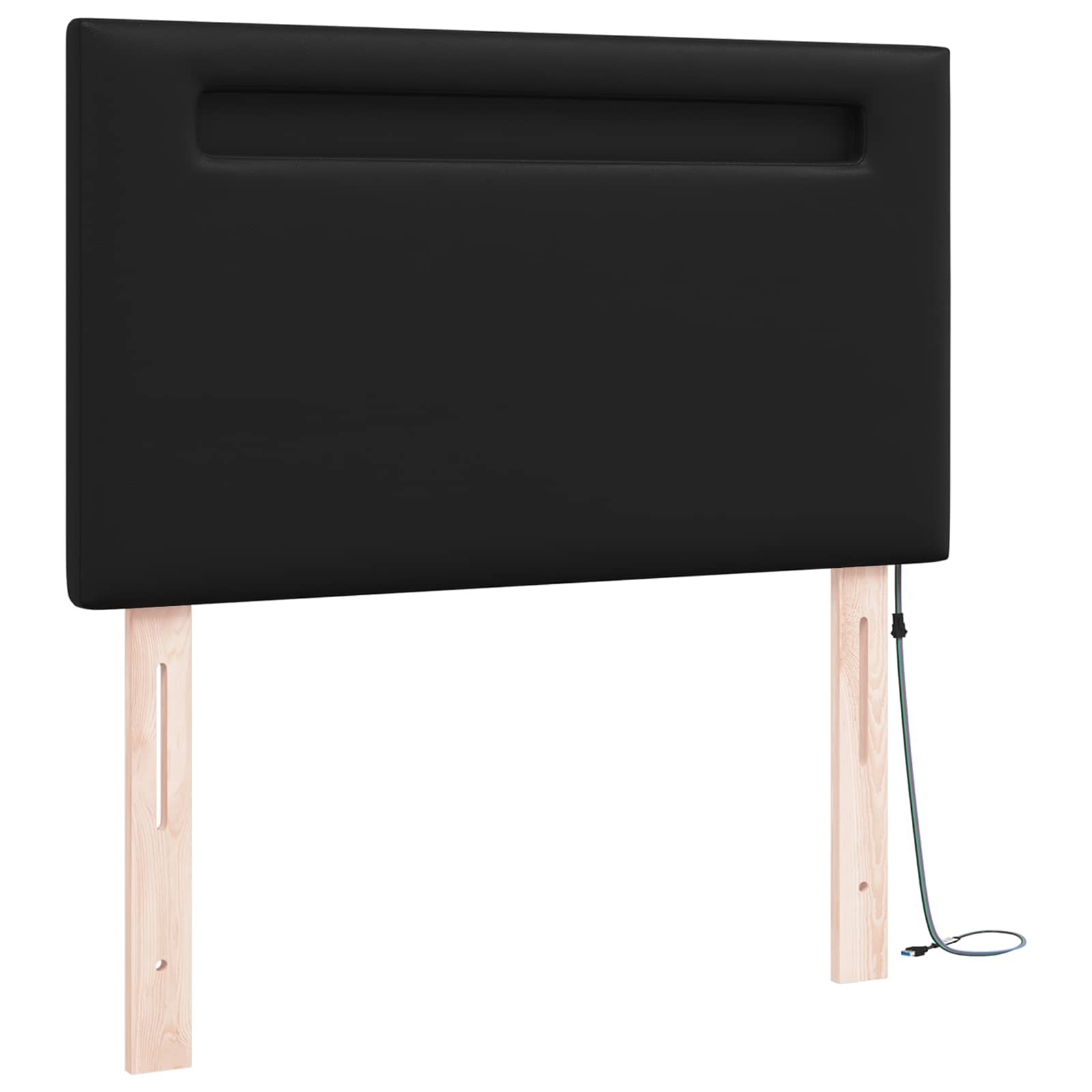 vidaXL LED Kopfteil Schwarz 90 cm Kunstleder