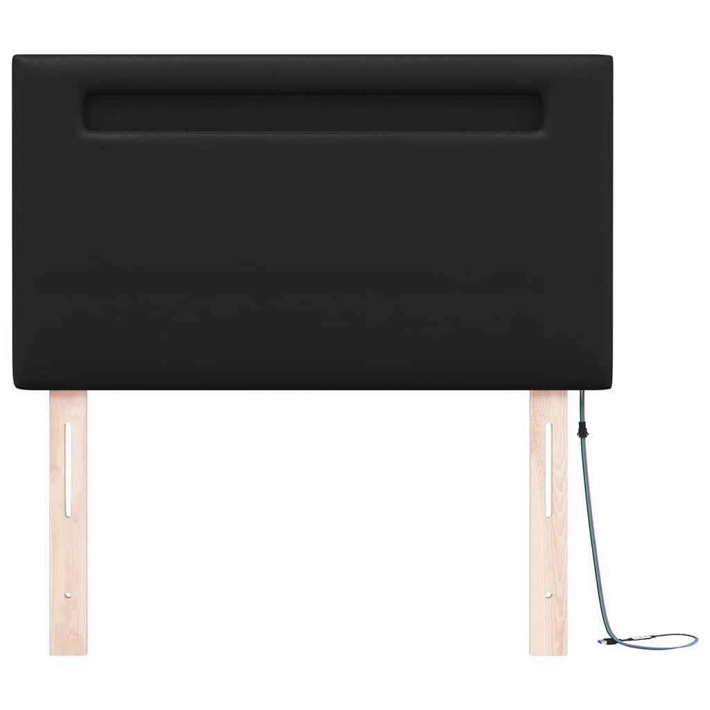 vidaXL LED Kopfteil Schwarz 90 cm Kunstleder