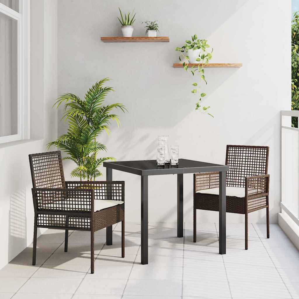 vidaXL Gartenstuhl mit Kissen 2 pcs Braun 55 x 53 x 85 cm Poly-Rattan