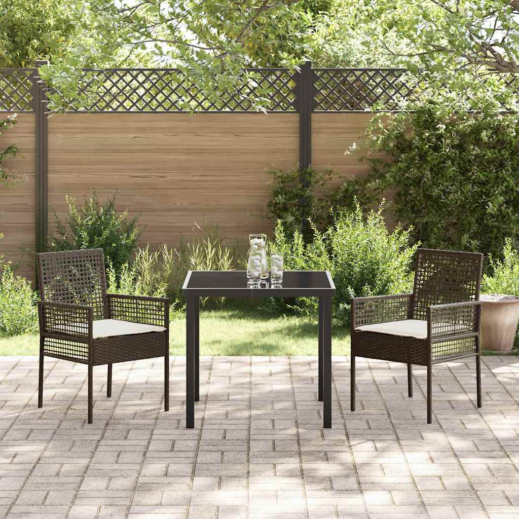 vidaXL Gartenstuhl mit Kissen 2 pcs Braun 55 x 53 x 85 cm Poly-Rattan