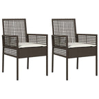 vidaXL Gartenstuhl mit Kissen 2 pcs Braun 55 x 53 x 85 cm Poly-Rattan