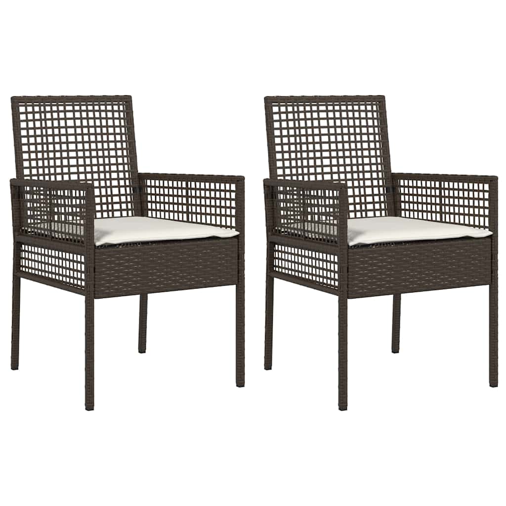 vidaXL Gartenstuhl mit Kissen 2 pcs Braun 55 x 53 x 85 cm Poly-Rattan