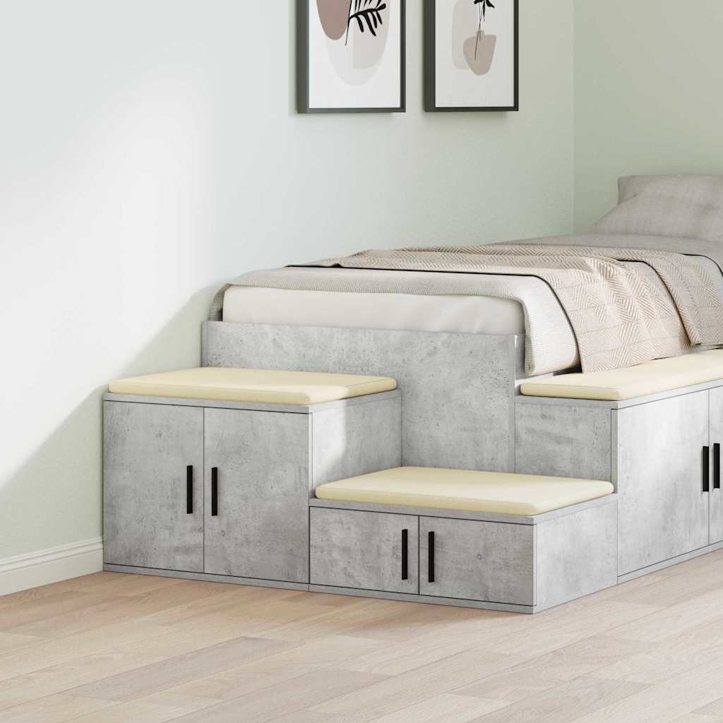 vidaXL Aufbewahrungsschrank 2 pcs Beton Grau 127 x 41 x 40 cm
