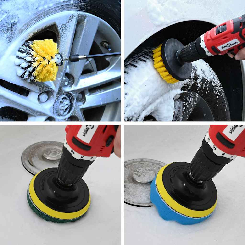 vidaXL Auto Bürsten Set Mehrfarbig Poly-Rattan