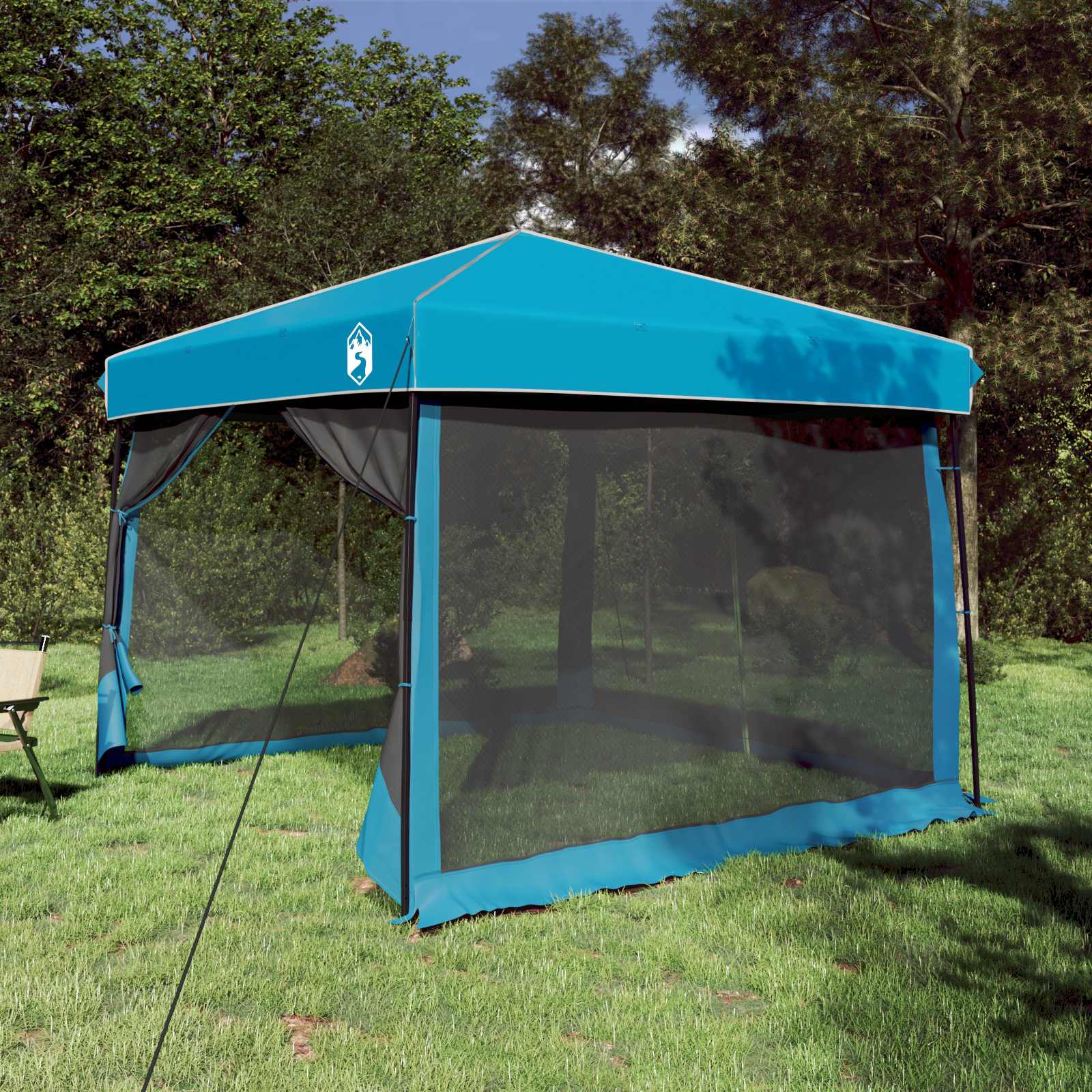 vidaXL Camping-Zelt-Set mit Dach 2 pcs Blau Taffeta und Stoff