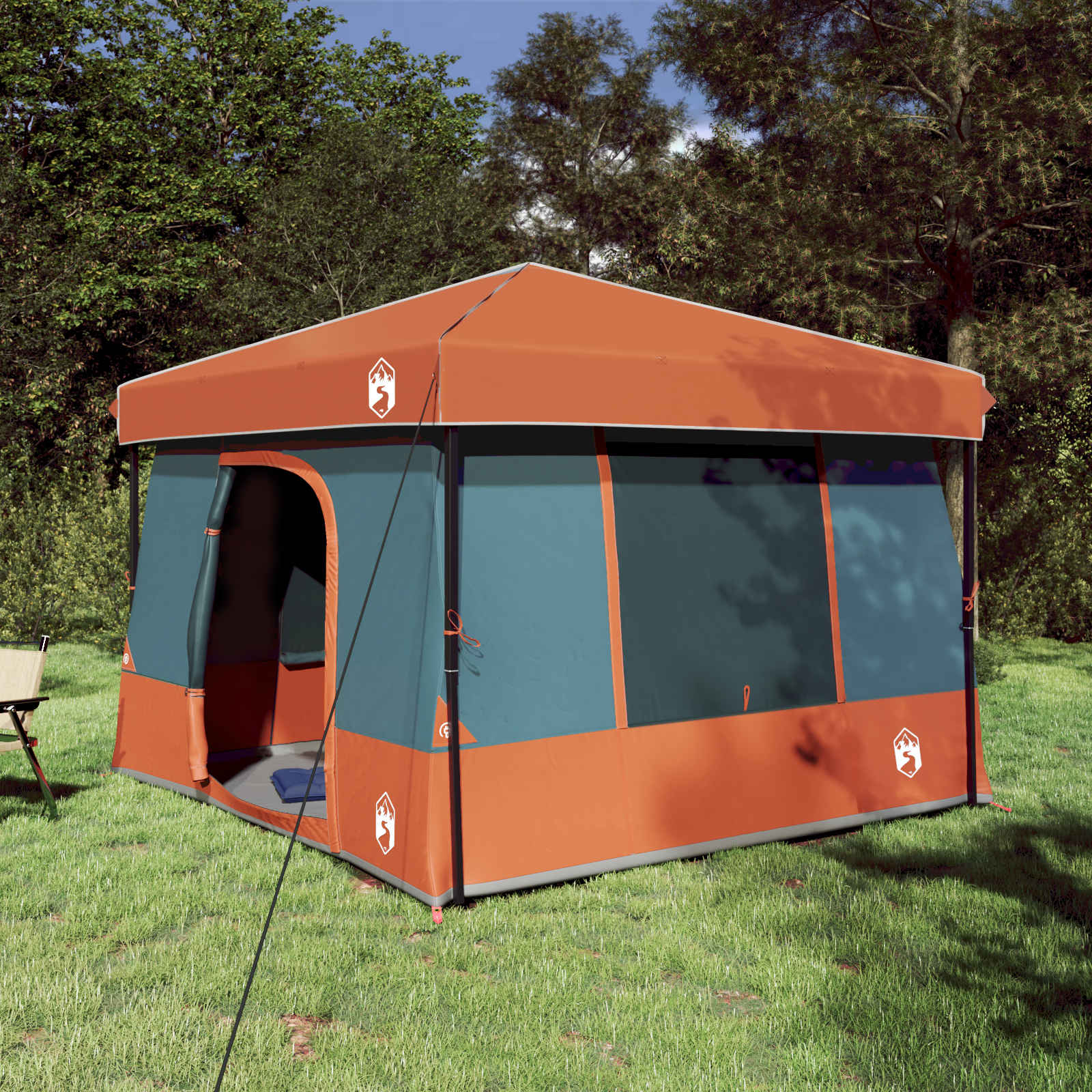 vidaXL Camping-Zelt-Set 2 pcs Grau und Orange Taffeta und Stoff