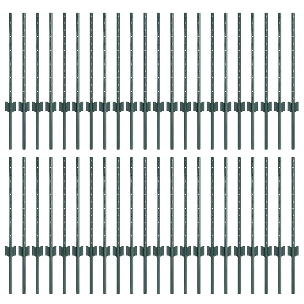 vidaXL Zaunpfosten 44 pcs Grün 100 cm Stahl