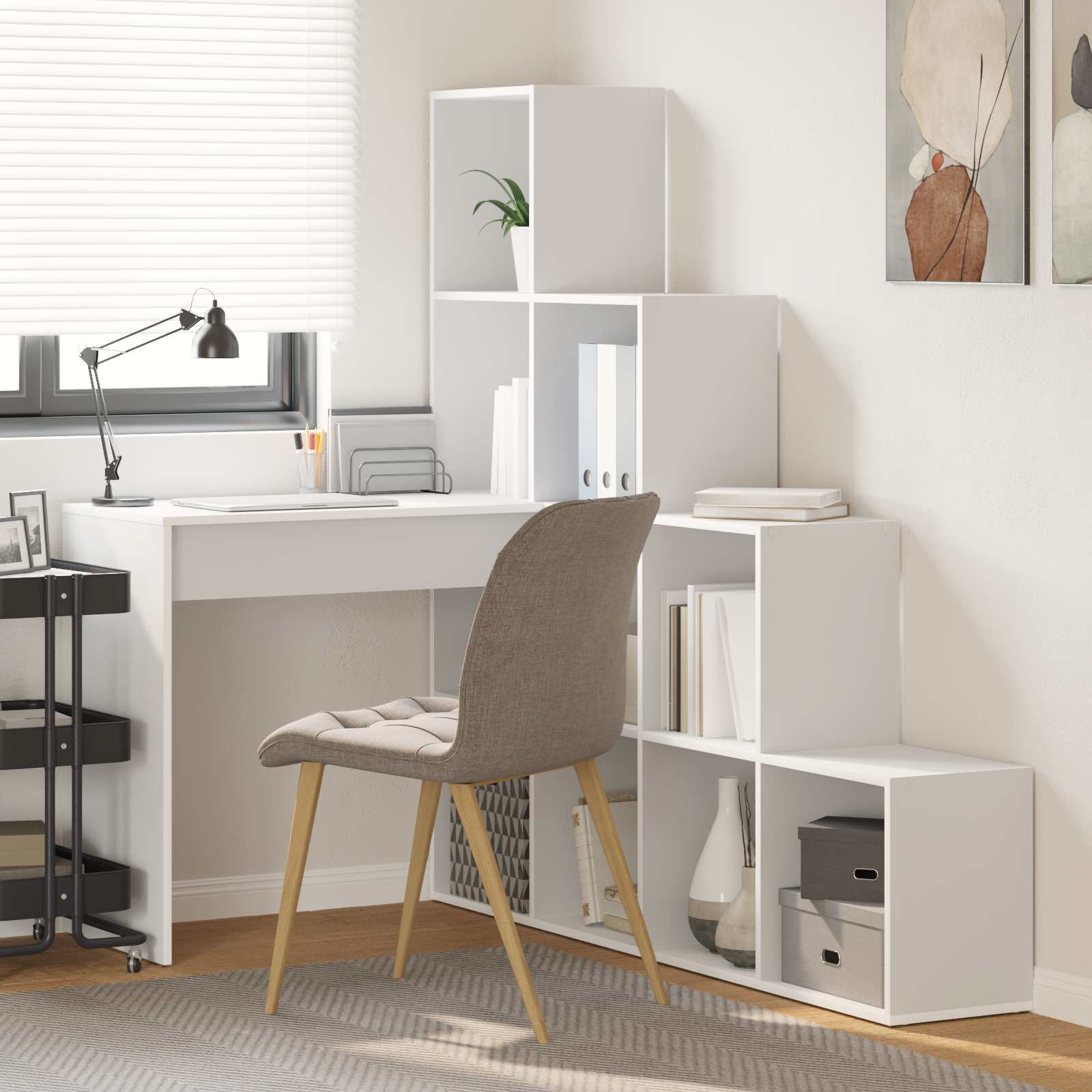 vidaXL Eck-Schreibtisch Weiß 101,5 x 149,5 x 149,5 cm Holzwerkstoff
