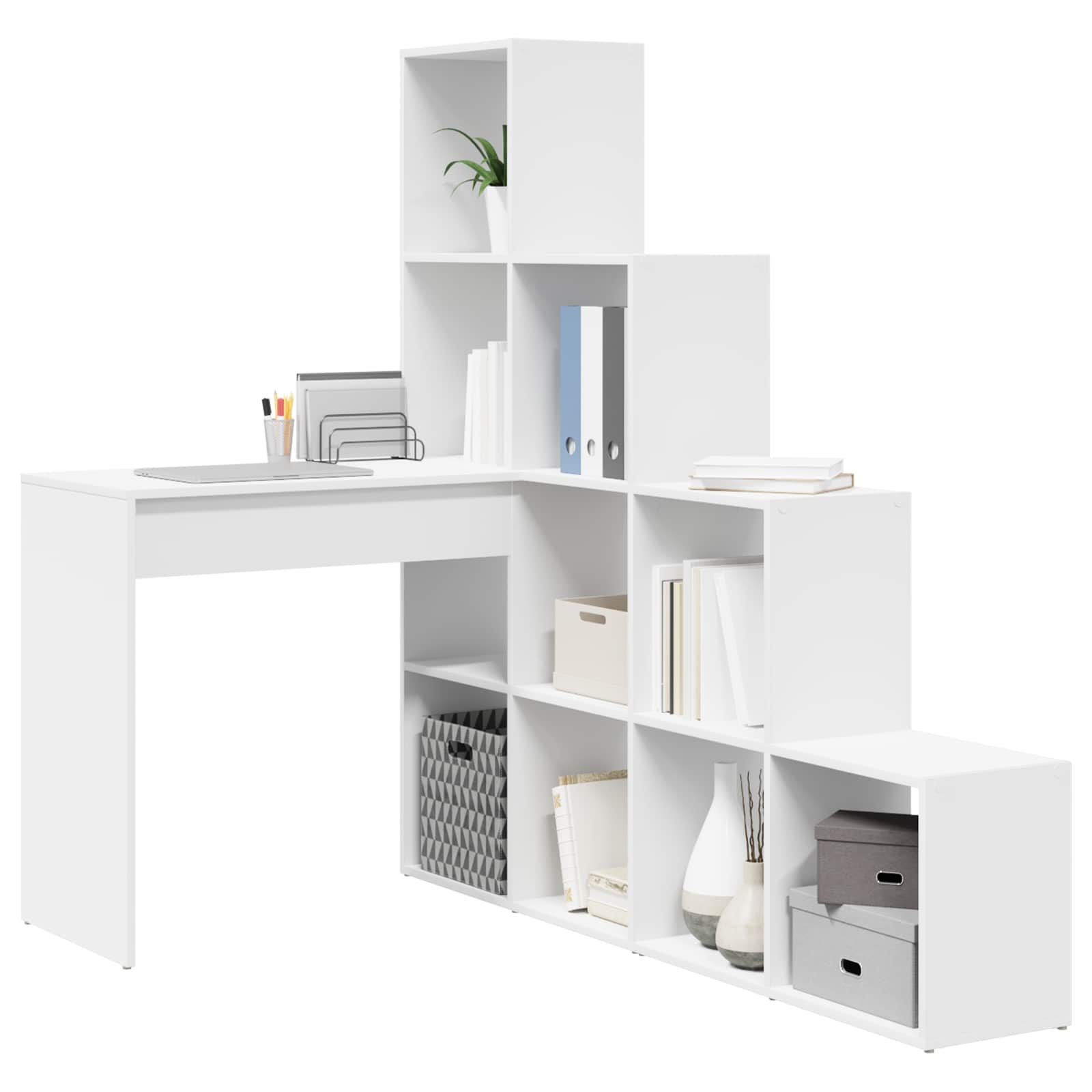 vidaXL Eck-Schreibtisch Weiß 101,5 x 149,5 x 149,5 cm Holzwerkstoff