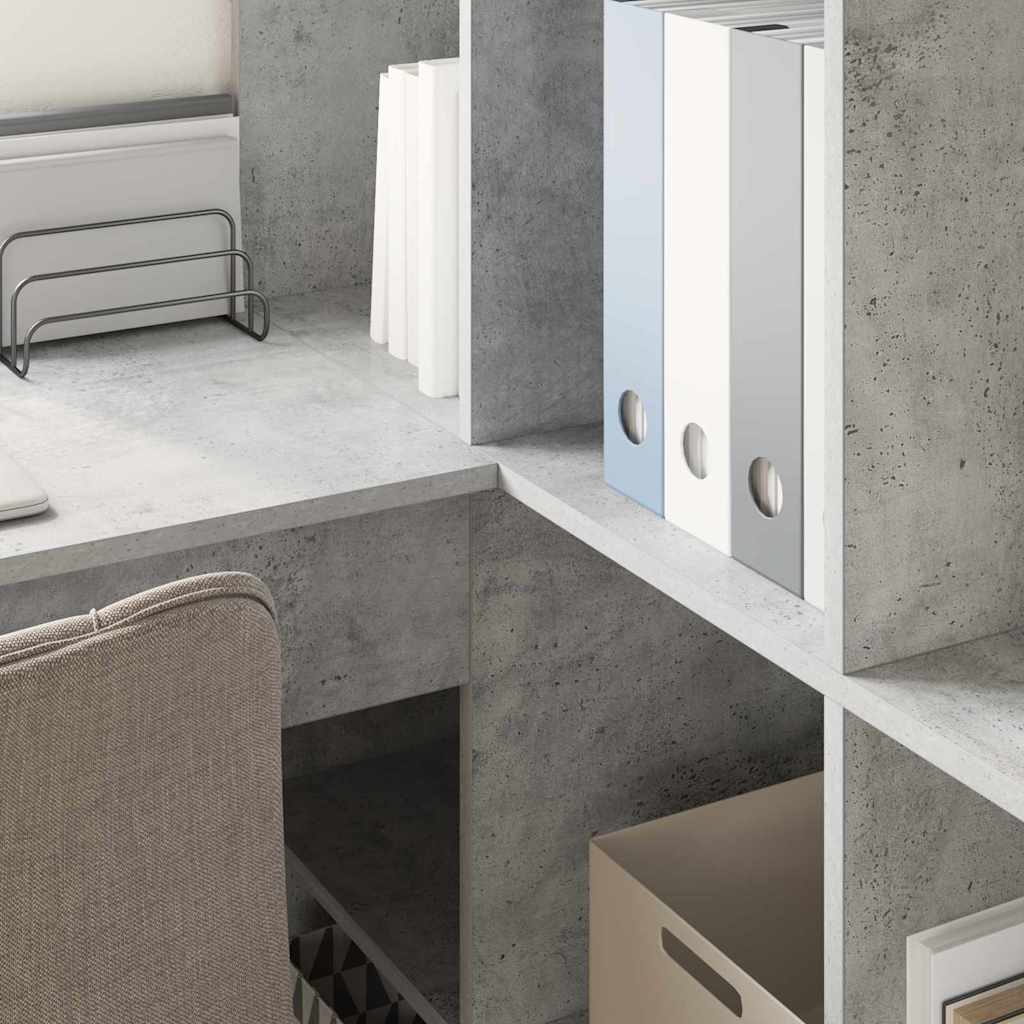 vidaXL Eck-Schreibtisch mit Regal Beton Grau 101,5 x 149,5 x 149,5 cm