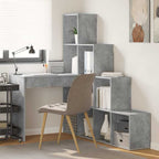 vidaXL Eck-Schreibtisch mit Regal Beton Grau 101,5 x 149,5 x 149,5 cm