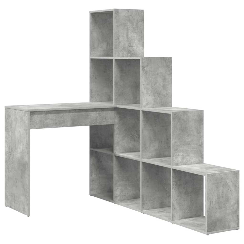 vidaXL Eck-Schreibtisch mit Regal Beton Grau 101,5 x 149,5 x 149,5 cm