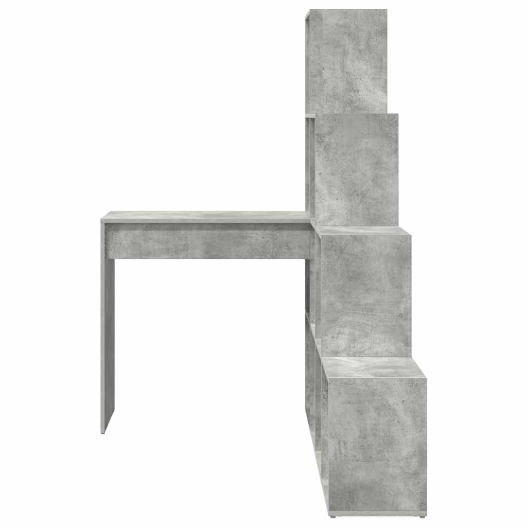 vidaXL Eck-Schreibtisch mit Regal Beton Grau 101,5 x 149,5 x 149,5 cm
