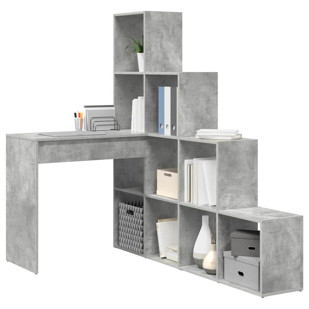 vidaXL Eck-Schreibtisch mit Regal Beton Grau 101,5 x 149,5 x 149,5 cm