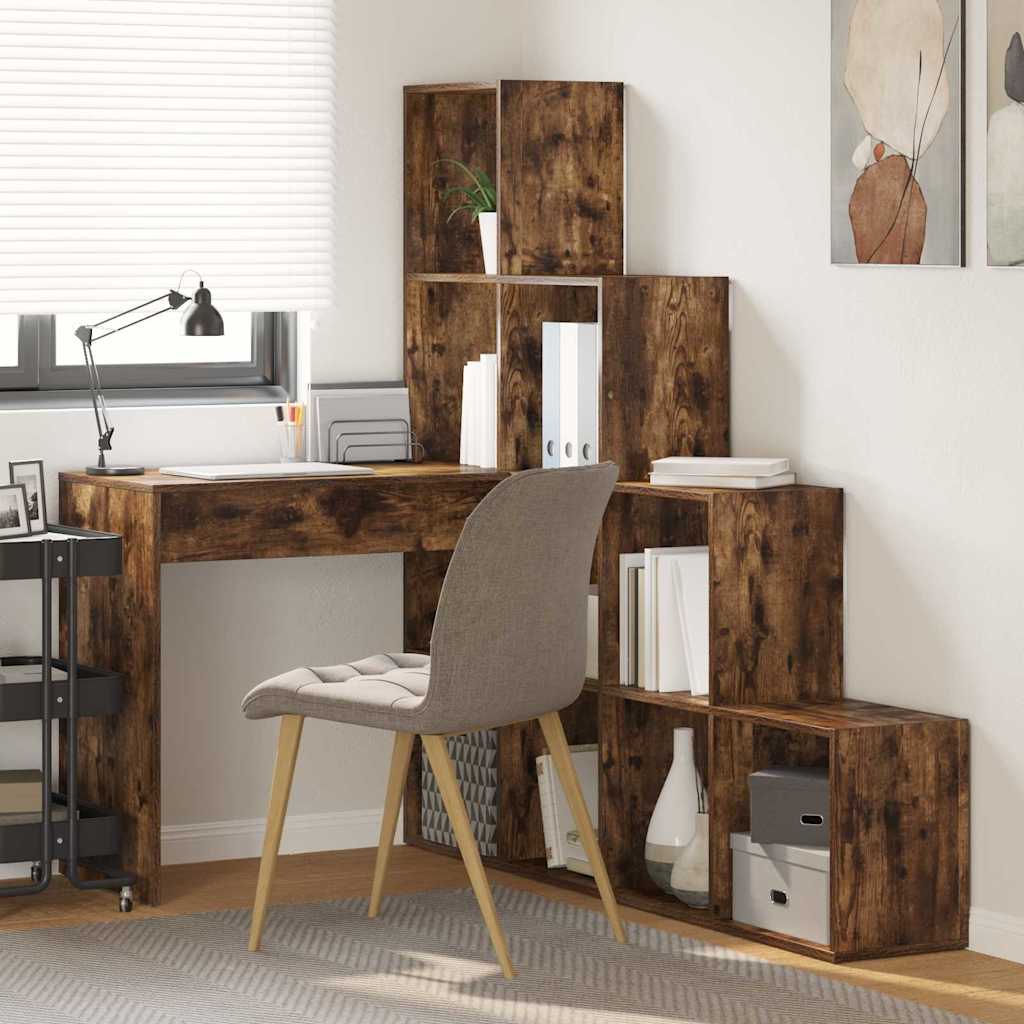 vidaXL Eck-Schreibtisch Geräucherte Eiche 101,5 x 149,5 x 149,5 cm