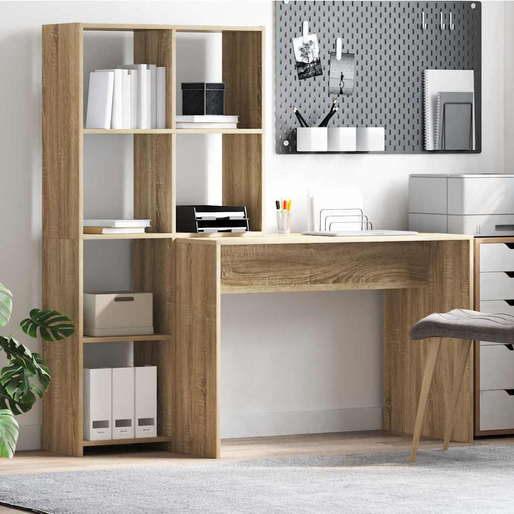 vidaXL Schreibtisch Sonoma-Eiche 138,5 x 55 x 143 cm Holzwerkstoff