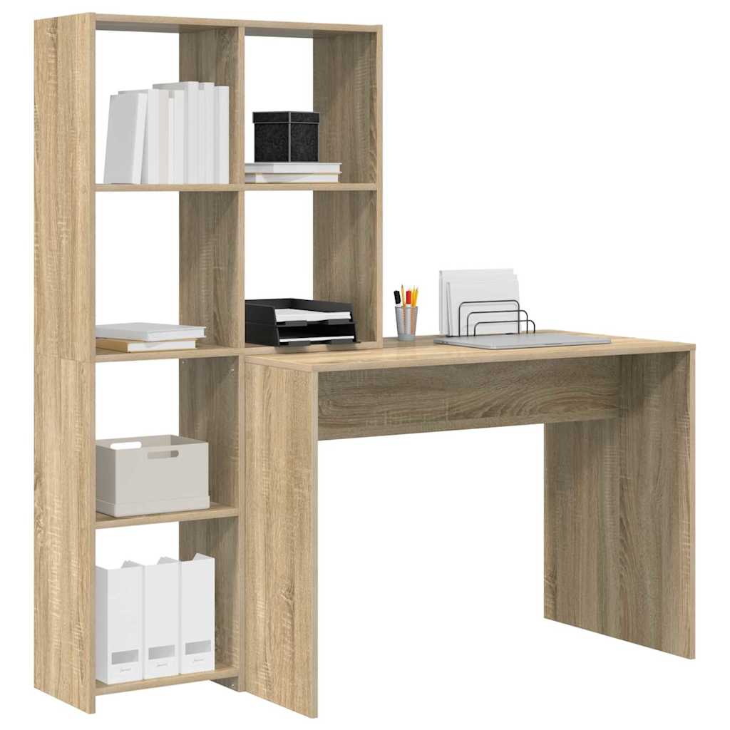 vidaXL Schreibtisch Sonoma-Eiche 138,5 x 55 x 143 cm Holzwerkstoff