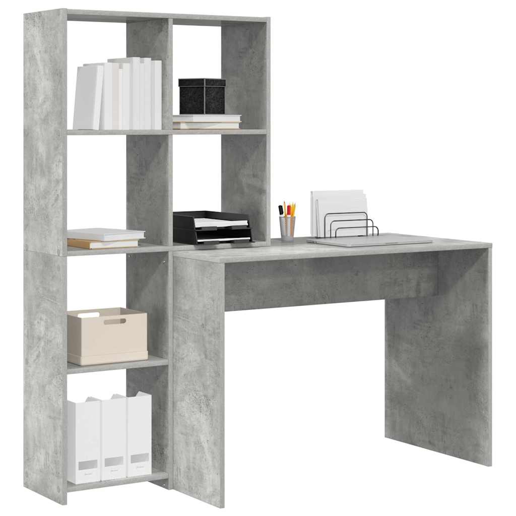 vidaXL Schreibtisch Beton Grau 138,5 x 55 x 143 cm Holzwerkstoff