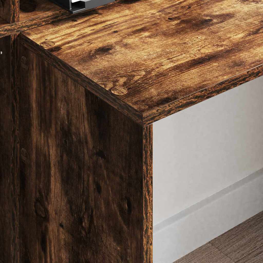 vidaXL Schreibtisch mit Regal Geräucherte Eiche 138,5 x 55 x 143 cm